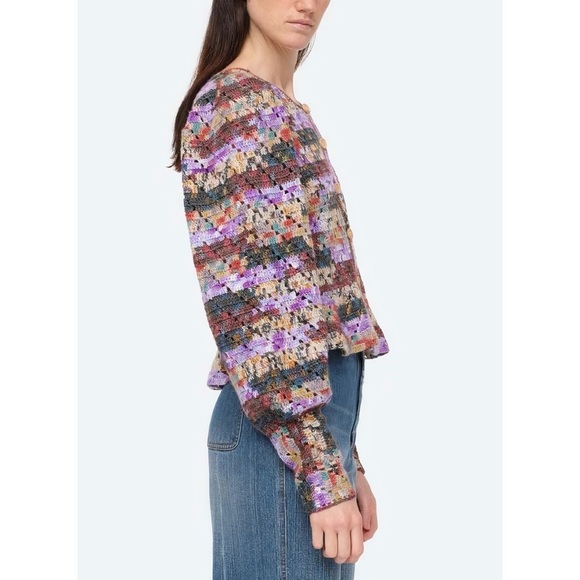 SEA New York Wool-Blend Crochet Peplum-Hem Felicity Cardigan - Picture 4 of 7